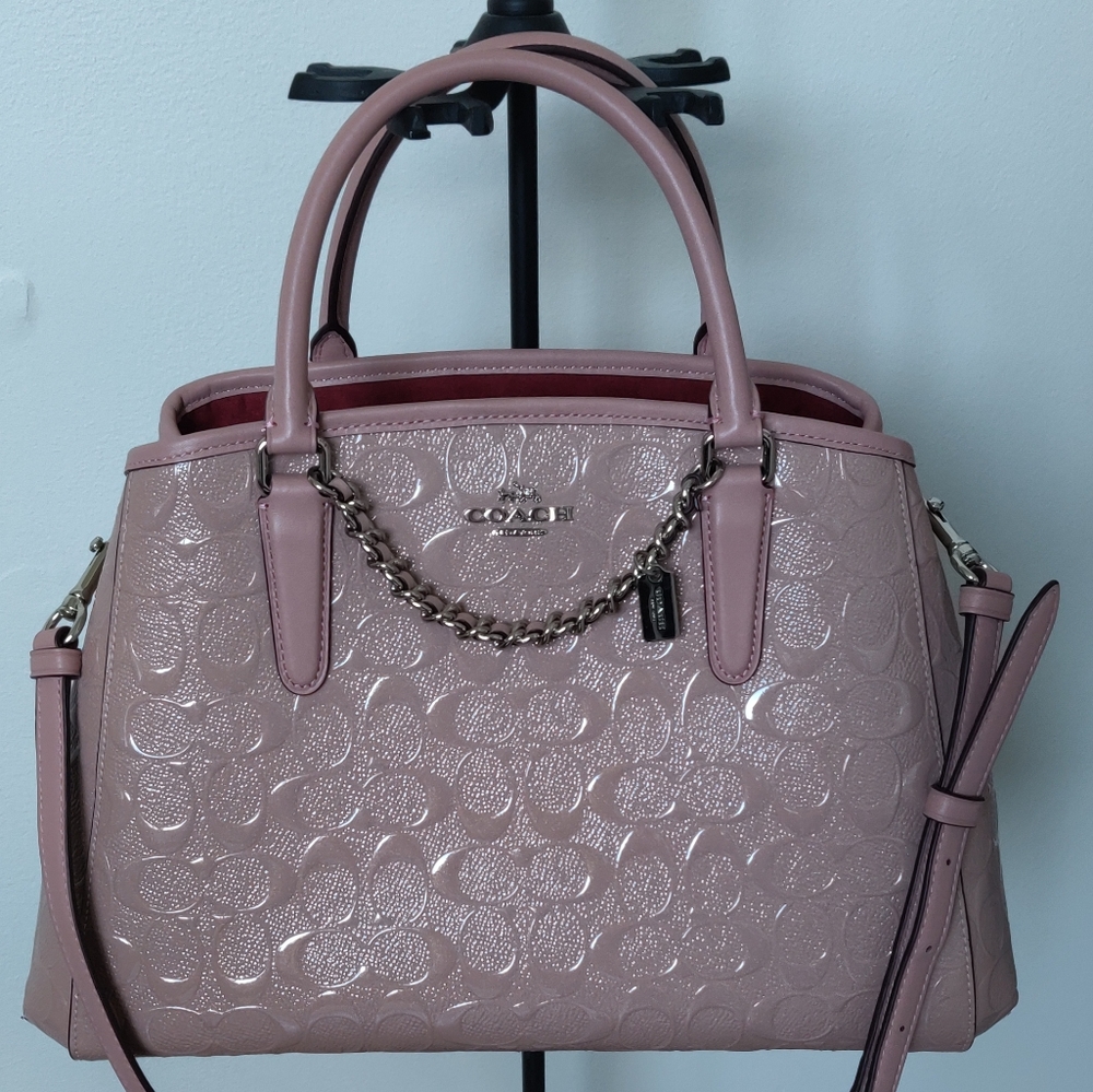 Coach signature debossed patent small Margot bag